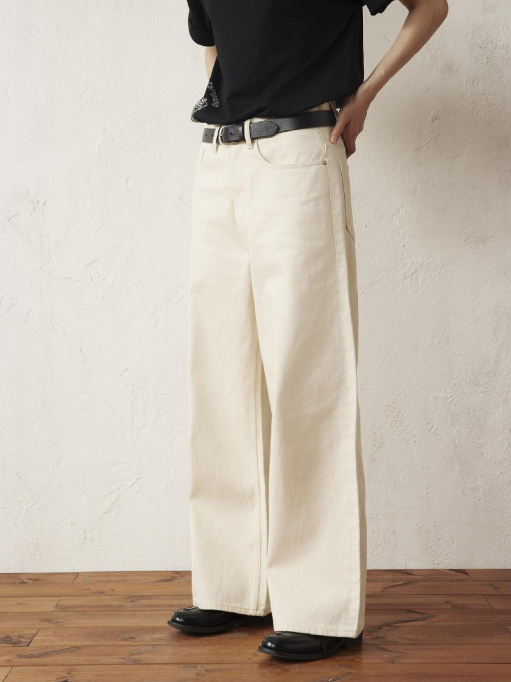 SUPERTOFU Mid Rise Pure Cotton Japanese Vintage Loose Relaxed Casual White Straight Jeans