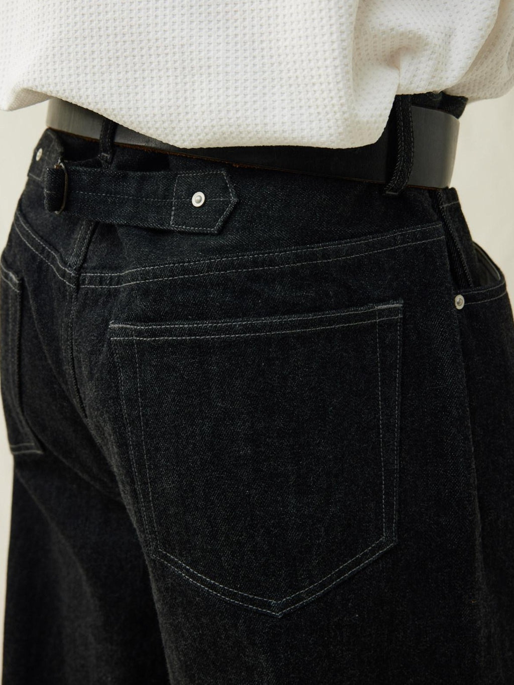 SUPERTOFU Mid Rise Selvedge Vintage Loose 100 Percent Cotton Black Youth Straight Jeans