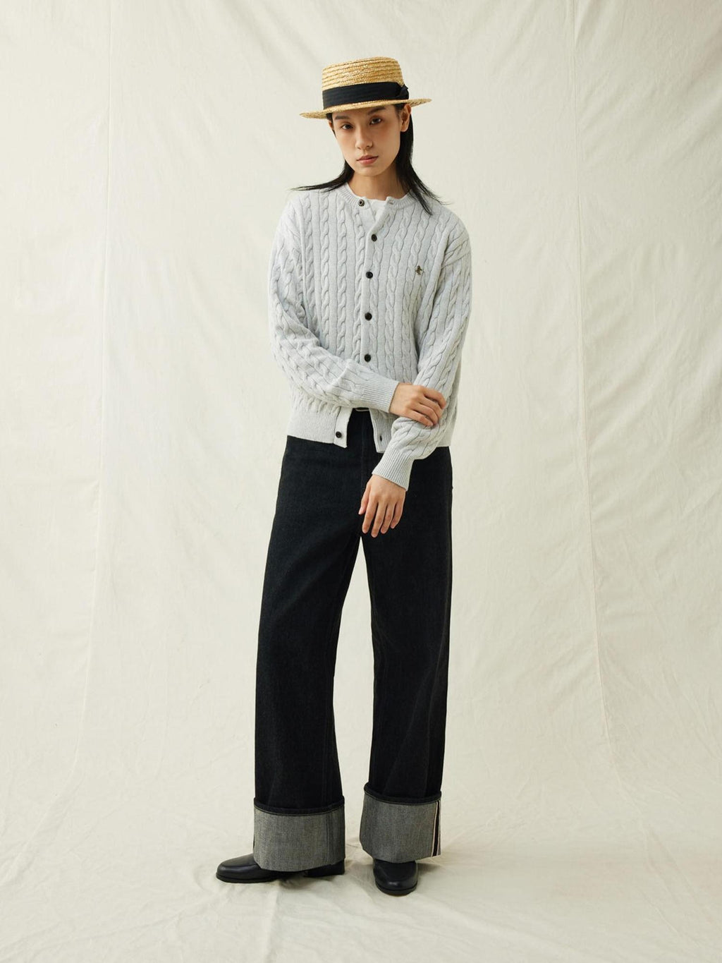 SUPERTOFU Mid Rise Selvedge Vintage Loose 100 Percent Cotton Black Youth Straight Jeans