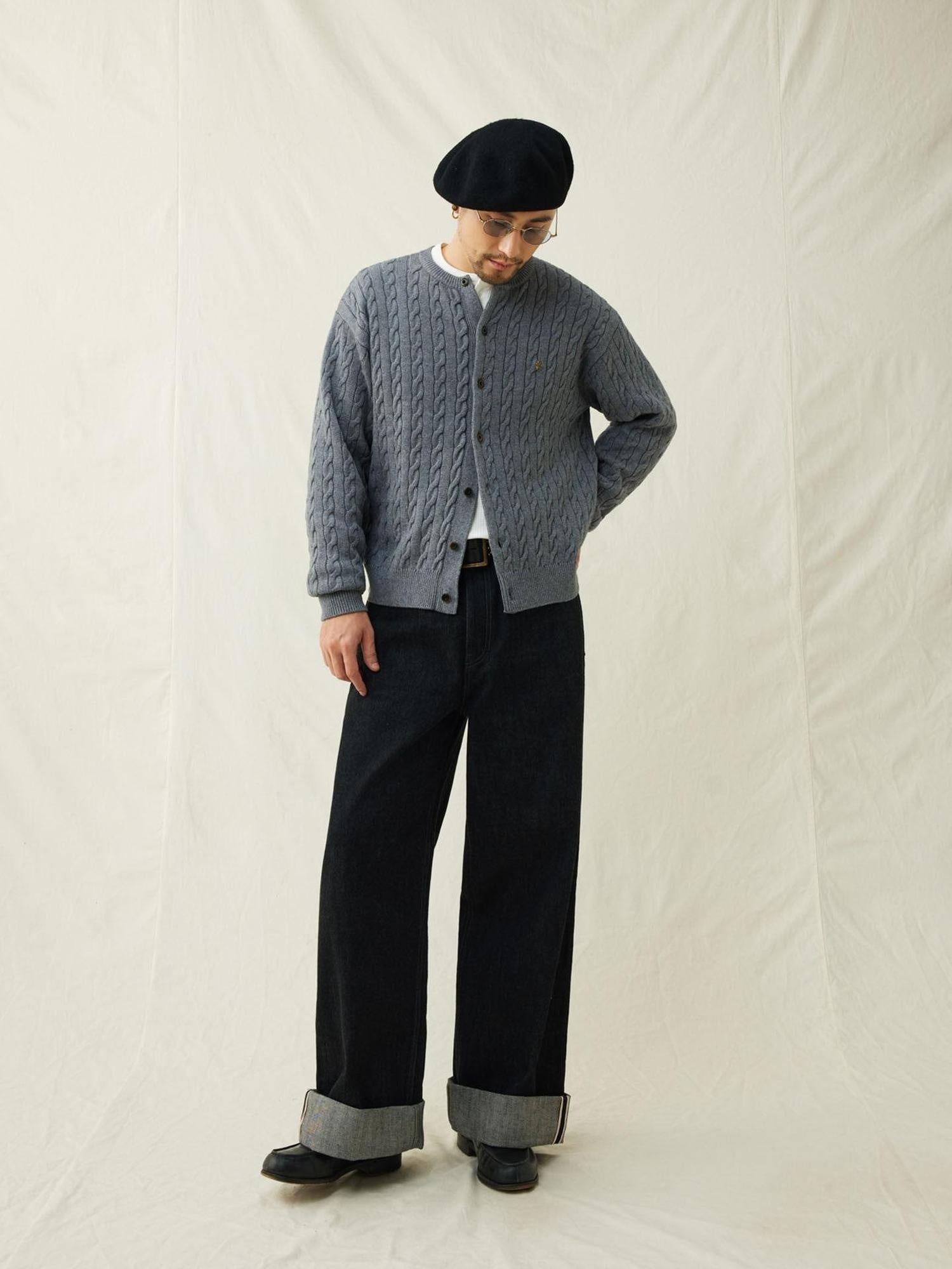 SUPERTOFU Mid Rise Selvedge Vintage Loose 100 Percent Cotton Black Youth Straight Jeans