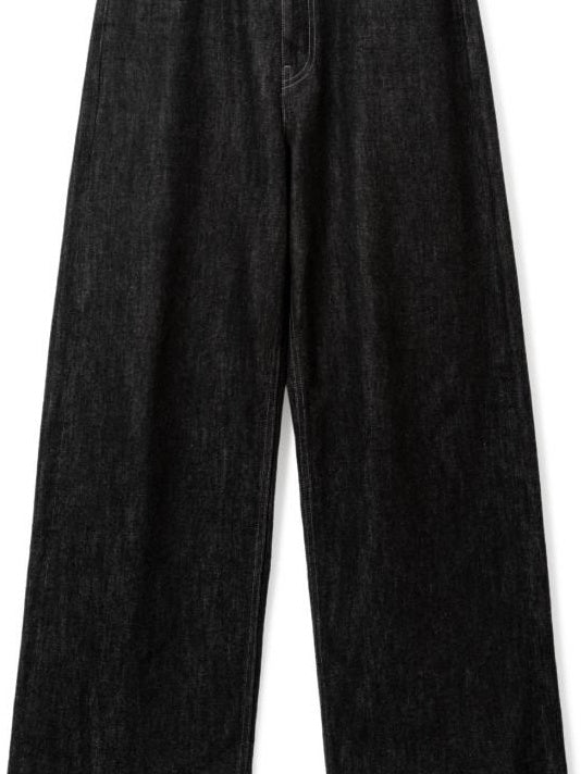 SUPERTOFU Mid Rise Selvedge Vintage Loose 100 Percent Cotton Black Youth Straight Jeans