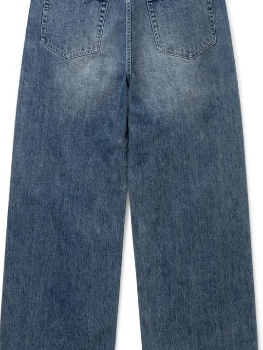 SUPERTOFU Mid Rise Washed Selvedge Vintage Button Fly Pure Cotton Wide-Leg Jeans
