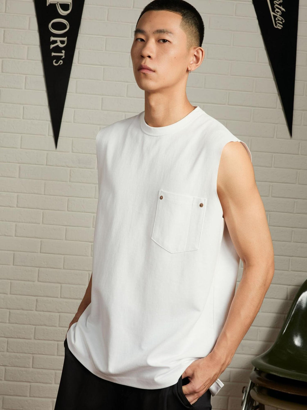 SUPERTOFU Moisture Wicking Loose Japanese Round Neck Youth Cycling Cotton Nylon Tank Tops
