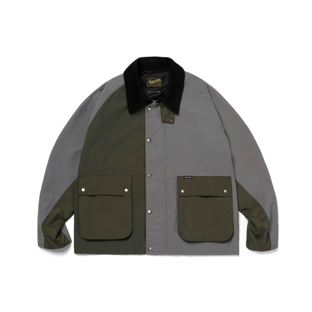 SUPERTOFU Breathable Vintage Oversized Collared Unisex Olive Polyester Lightweight Jackets