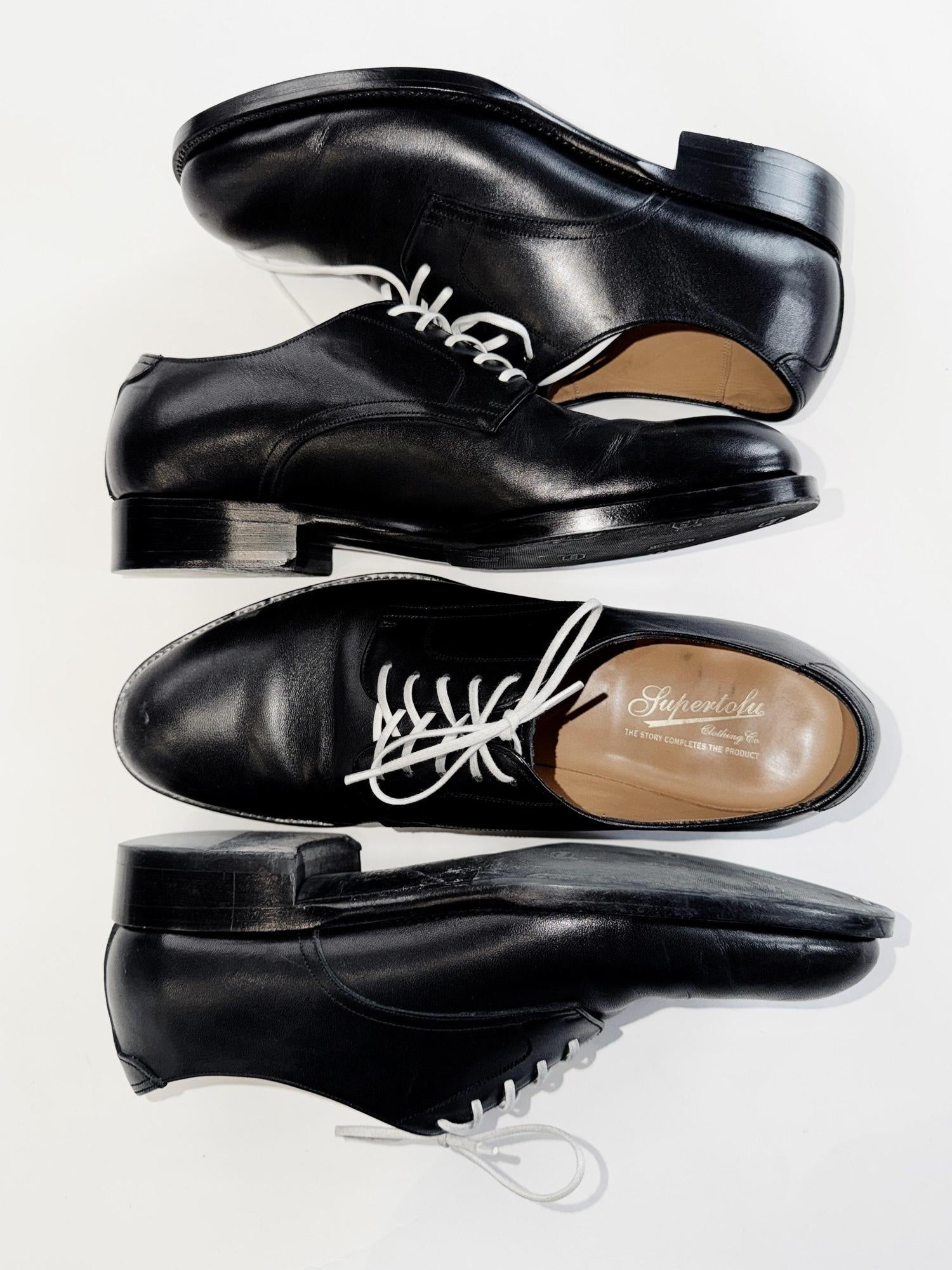 SUPERTOFU Premium Cow Leather Pointed Toe Lace Up Black Casual Men Dress Shoes