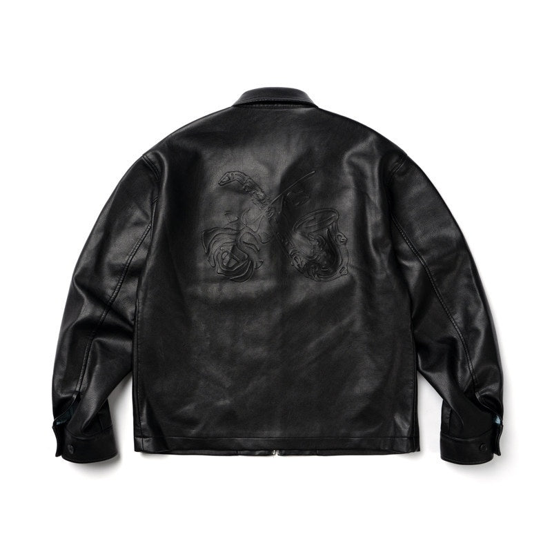 SUPERTOFU_Pu_Faux_Leather_Retro_Shirt_Collar_Unisex_Longsleeve_Black_Brown_Leather_Jackets_MISSTT
