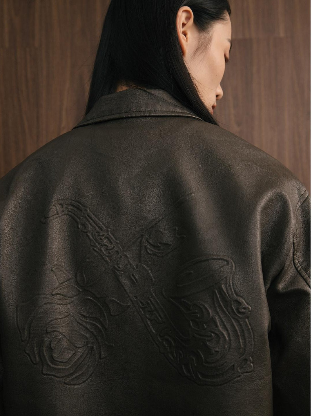SUPERTOFU Pu Faux Leather Retro Shirt Collar Unisex Longsleeve Black Brown Leather Jackets