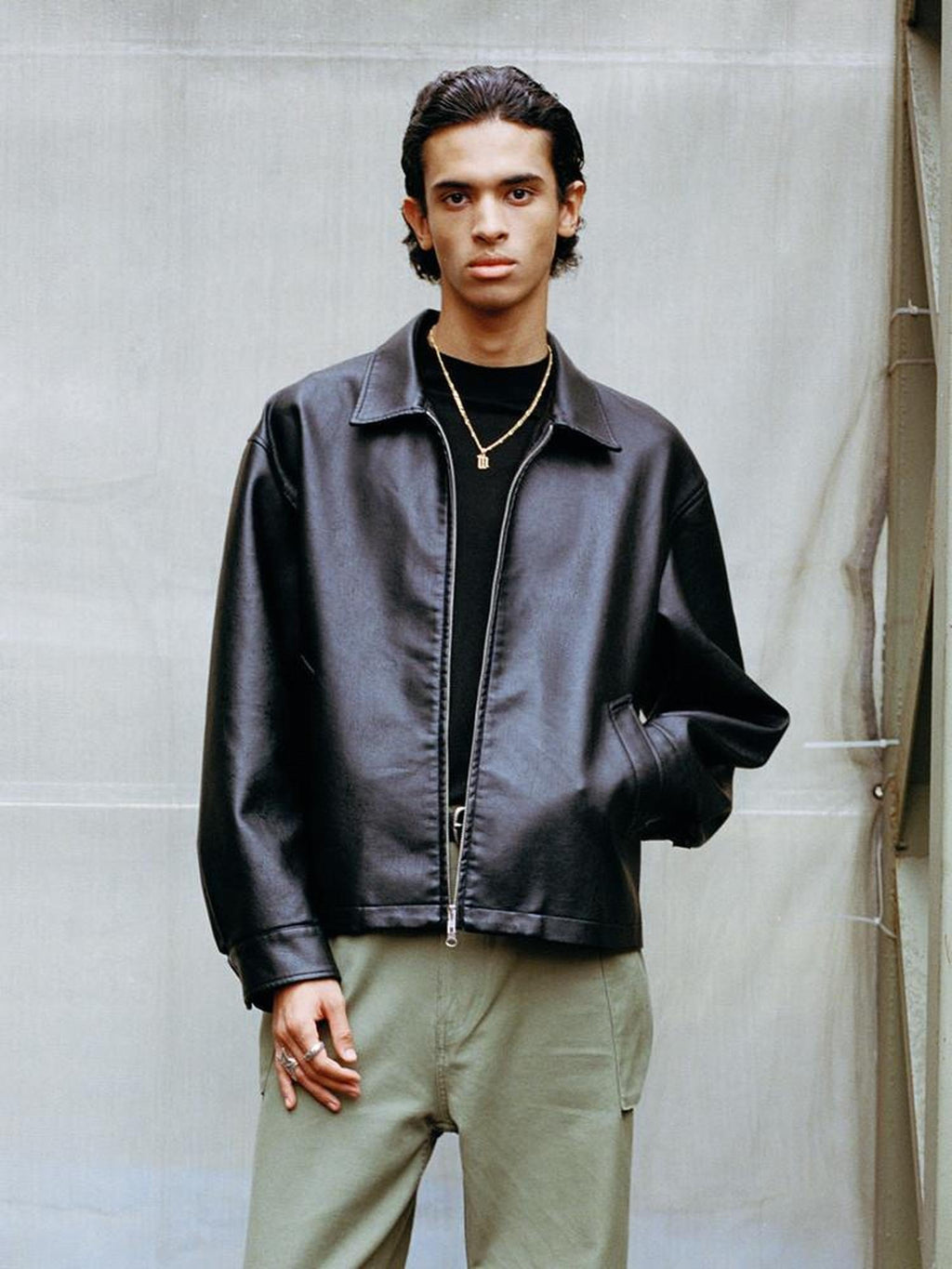 SUPERTOFU Pu Faux Leather Retro Shirt Collar Unisex Longsleeve Black Brown Leather Jackets