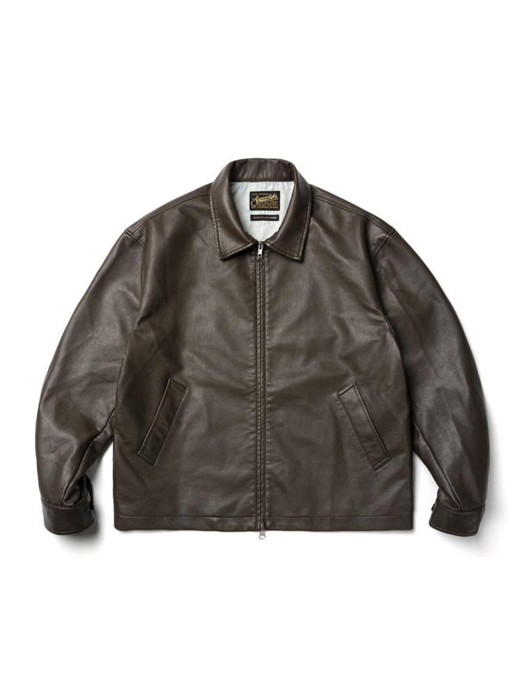 SUPERTOFU Pu Faux Leather Retro Shirt Collar Unisex Longsleeve Black Brown Leather Jackets