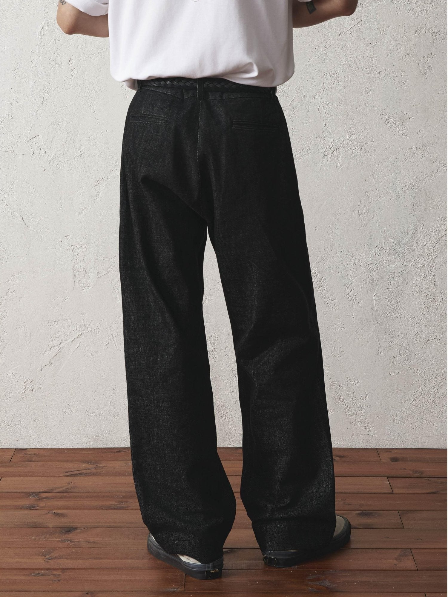 SUPERTOFU Pure Cotton Mid Rise Vintage Zipper Casual Black Straight Jeans