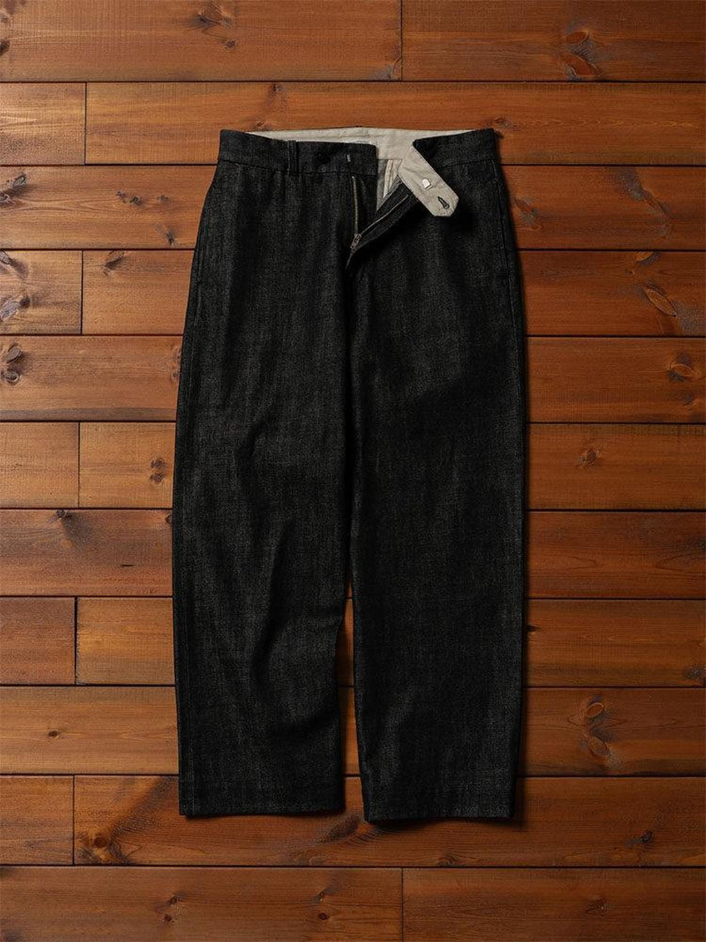 SUPERTOFU Pure Cotton Mid Rise Vintage Zipper Casual Black Straight Jeans