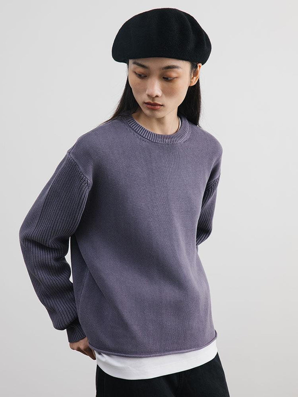 SUPERTOFU Pure Cotton Oversized Distressed Unisex Crewneck Long Sleeve Sweaters