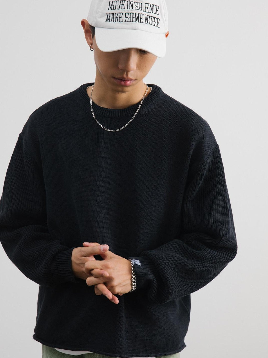 SUPERTOFU Pure Cotton Oversized Distressed Unisex Crewneck Long Sleeve Sweaters