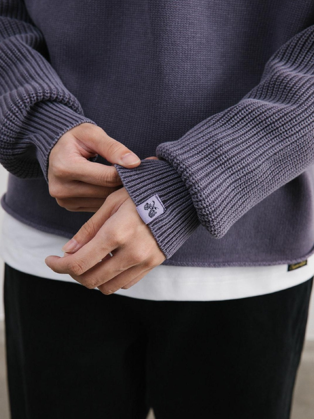 SUPERTOFU Pure Cotton Oversized Distressed Unisex Crewneck Long Sleeve Sweaters