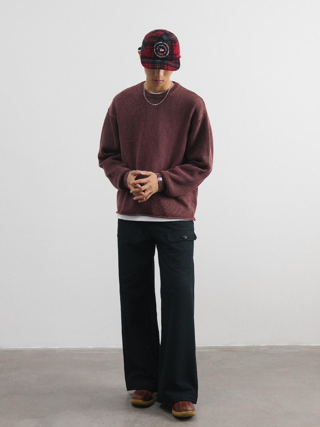 SUPERTOFU Pure Cotton Oversized Distressed Unisex Crewneck Long Sleeve Sweaters