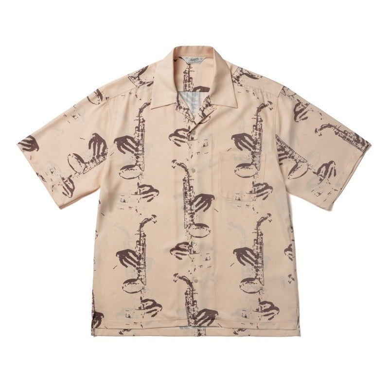 SUPERTOFU_Relaxed_Fit_Cuban_Collar_Short_Sleeve_Vintage_Rock_Print_Unisex_Khaki_Shirts_MISSTT