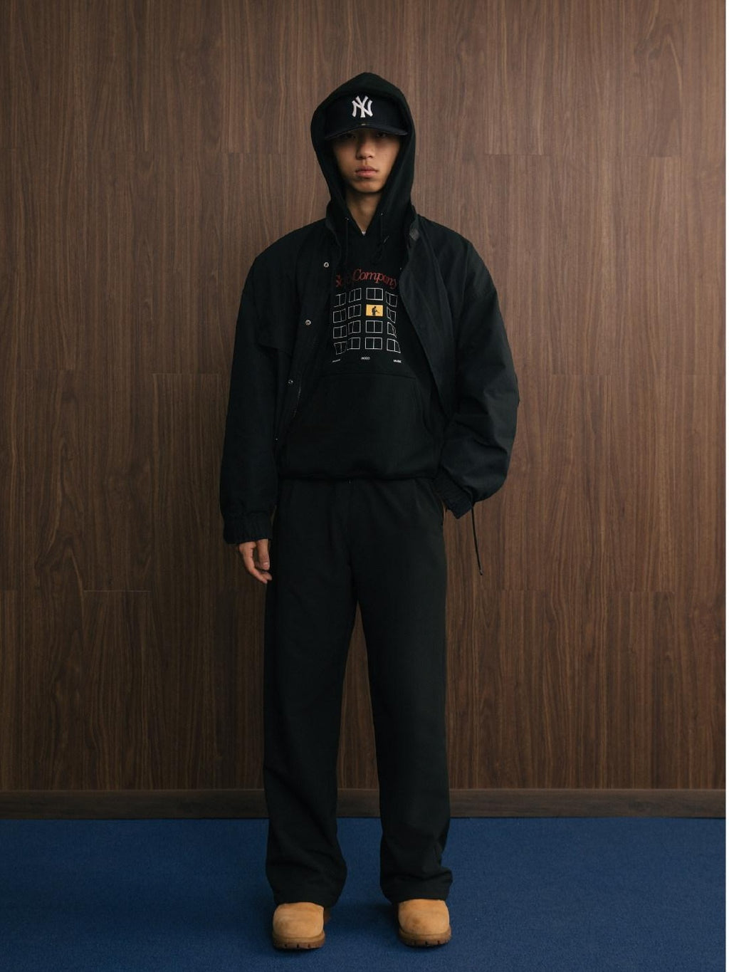 SUPERTOFU Relaxed Fit Pullover Hooded Long Sleeve Youth Black Streetwear Hoodies