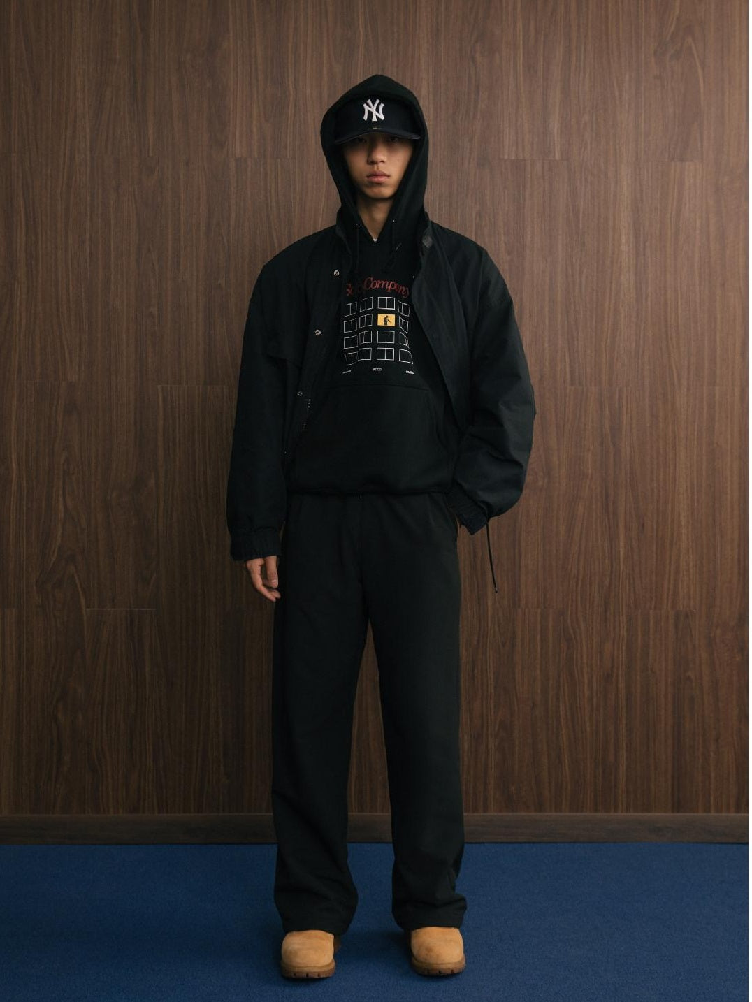 SUPERTOFU Relaxed Fit Pullover Hooded Long Sleeve Youth Black Streetwear Hoodies