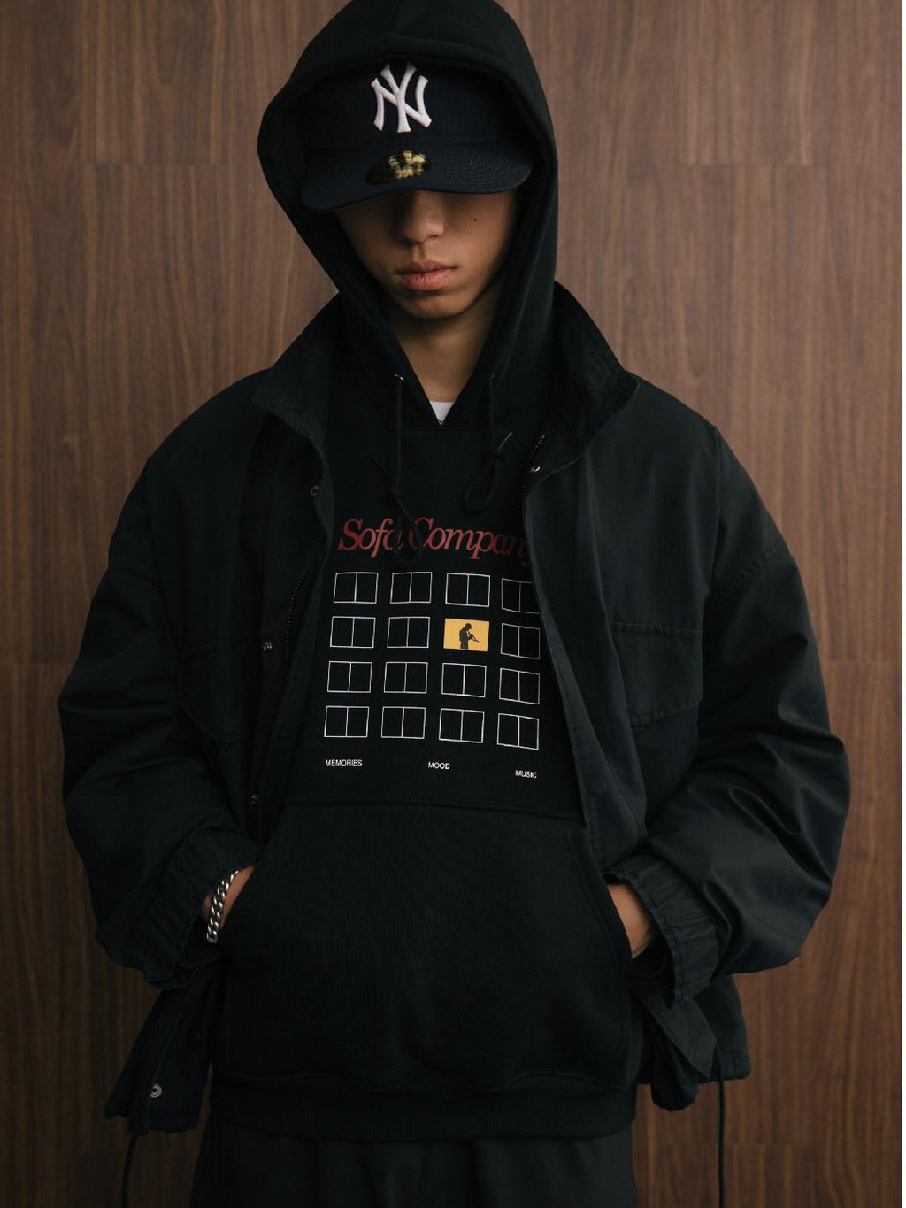 SUPERTOFU Relaxed Fit Pullover Hooded Long Sleeve Youth Black Streetwear Hoodies