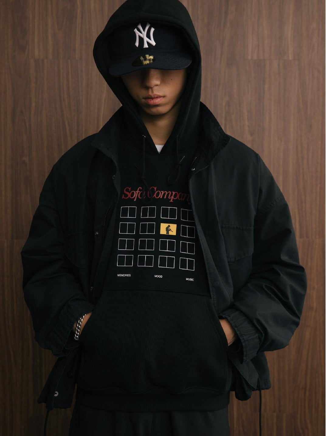 SUPERTOFU Relaxed Fit Pullover Hooded Long Sleeve Youth Black Streetwear Hoodies