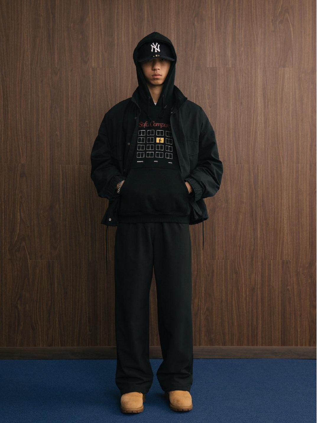 SUPERTOFU Relaxed Fit Pullover Hooded Long Sleeve Youth Black Streetwear Hoodies