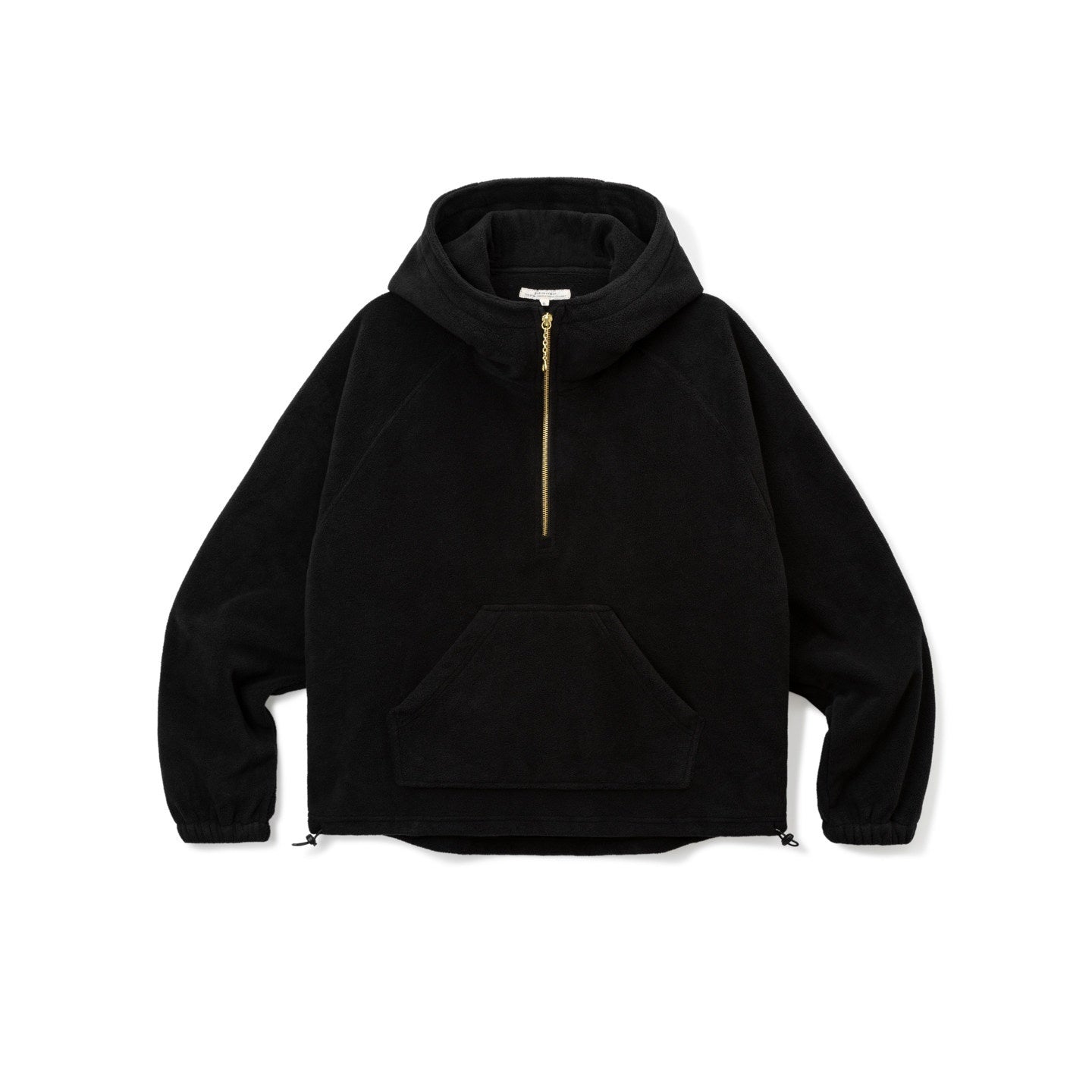 SUPERTOFU Reversible Brushed Terry Loose Fit Unisex Half Zip Adjustable Hem Black Hoodies