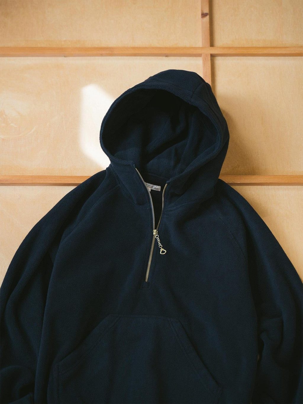 SUPERTOFU Reversible Brushed Terry Loose Fit Unisex Half Zip Adjustable Hem Black Hoodies