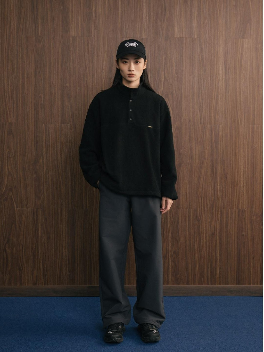 SUPERTOFU Shape Retention Oversized Stand Collar Unisex Pullover Sweatshirts