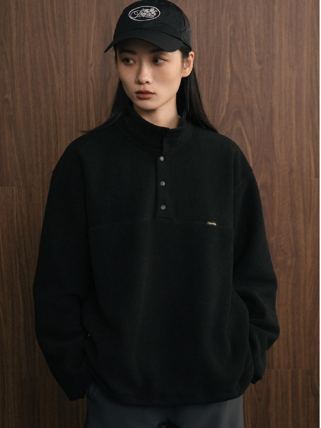 SUPERTOFU Shape Retention Oversized Stand Collar Unisex Pullover Sweatshirts