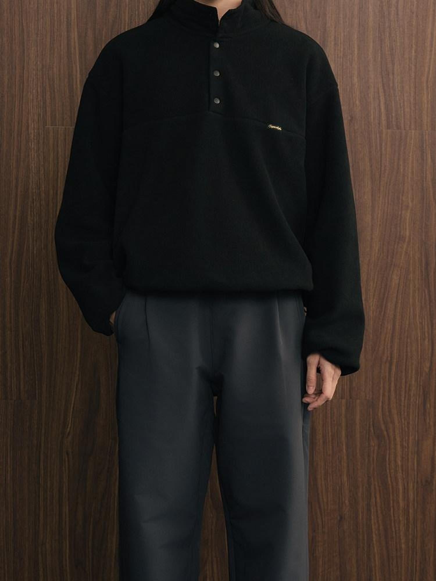 SUPERTOFU Shape Retention Oversized Stand Collar Unisex Pullover Sweatshirts