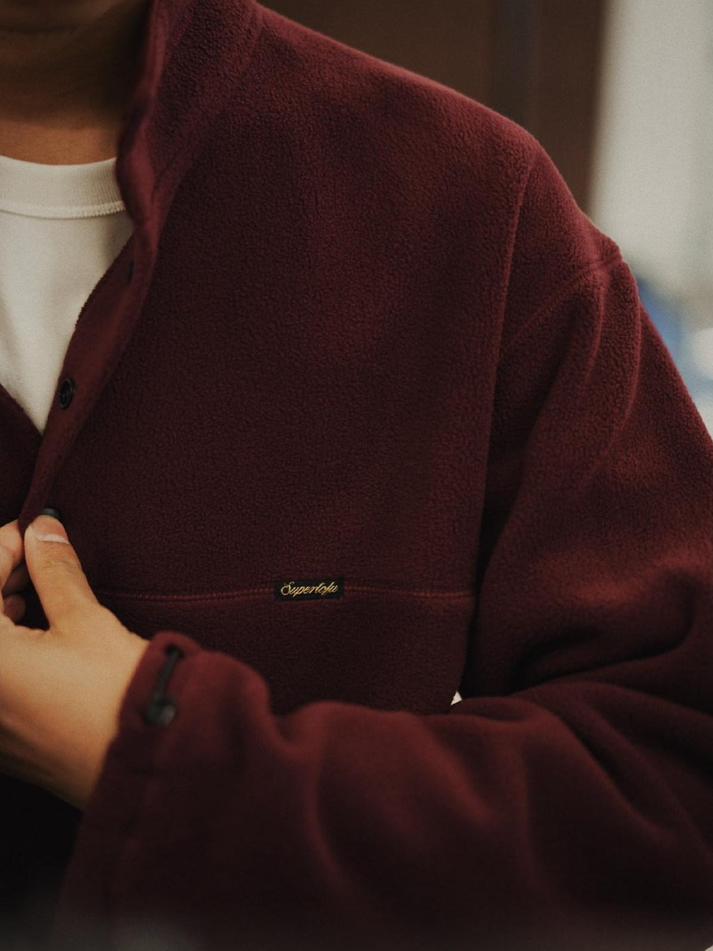 SUPERTOFU Shape Retention Oversized Stand Collar Unisex Pullover Sweatshirts