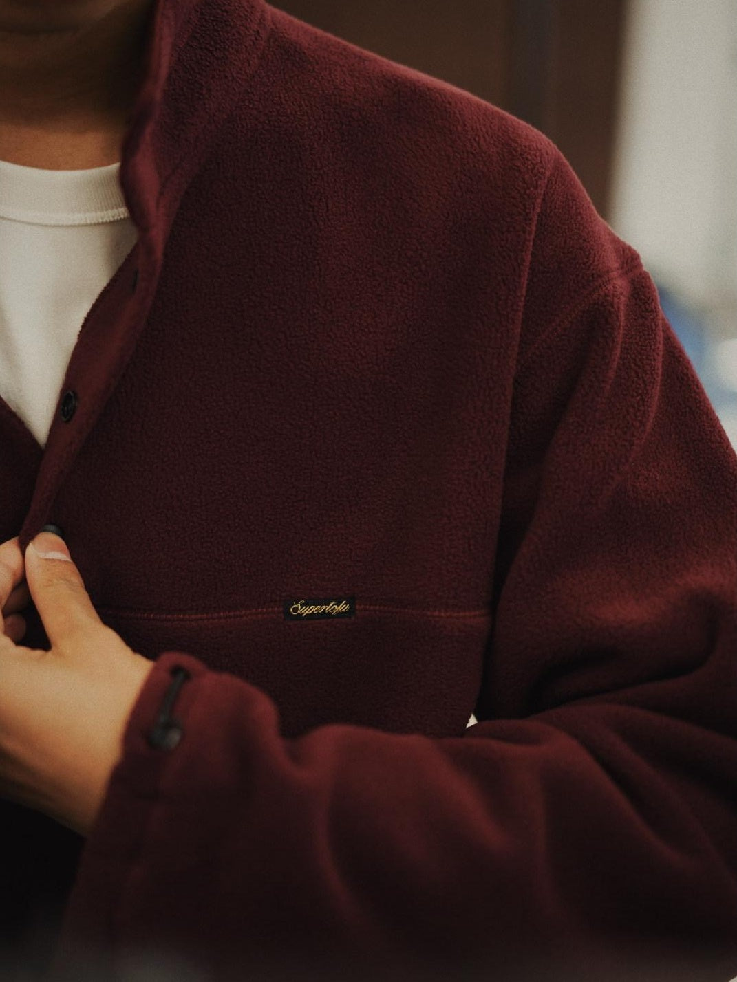 SUPERTOFU Shape Retention Oversized Stand Collar Unisex Pullover Sweatshirts