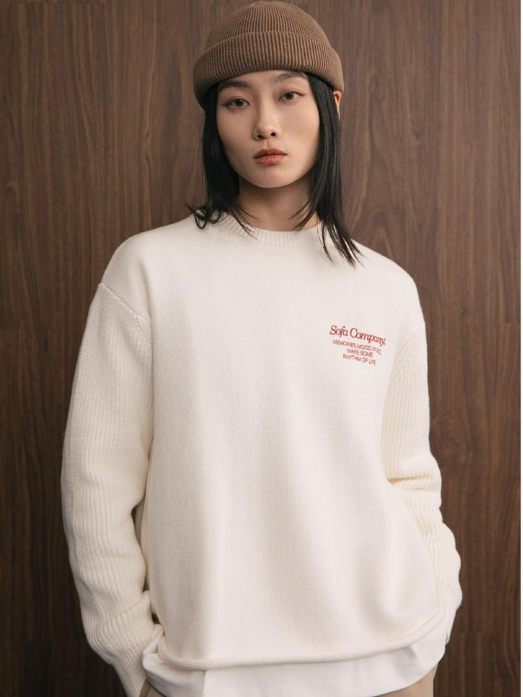 SUPERTOFU Soft 100% Cotton Loose Rolled Hem Printed Crewneck Unisex Casual Sweaters