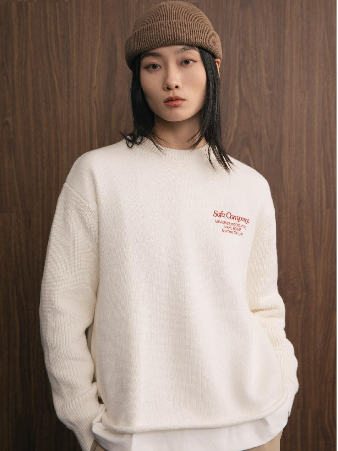 SUPERTOFU Soft 100% Cotton Loose Rolled Hem Printed Crewneck Unisex Casual Sweaters