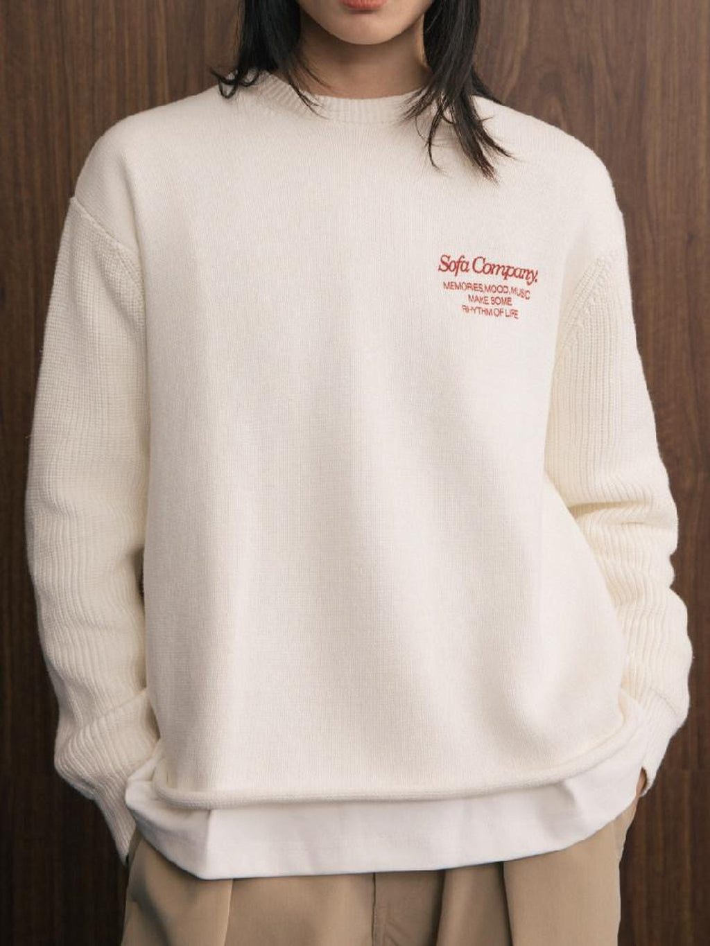 SUPERTOFU Soft 100% Cotton Loose Rolled Hem Printed Crewneck Unisex Casual Sweaters