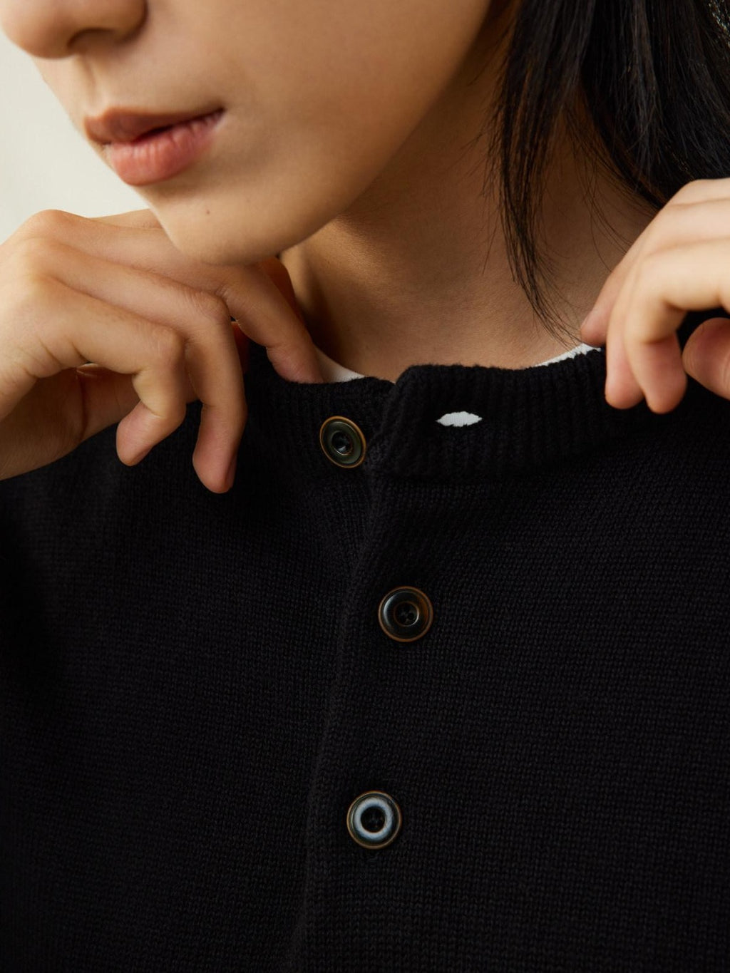 SUPERTOFU Soft Breathable Cotton Button Henley Loose Rolled Edge Unisex Sweaters