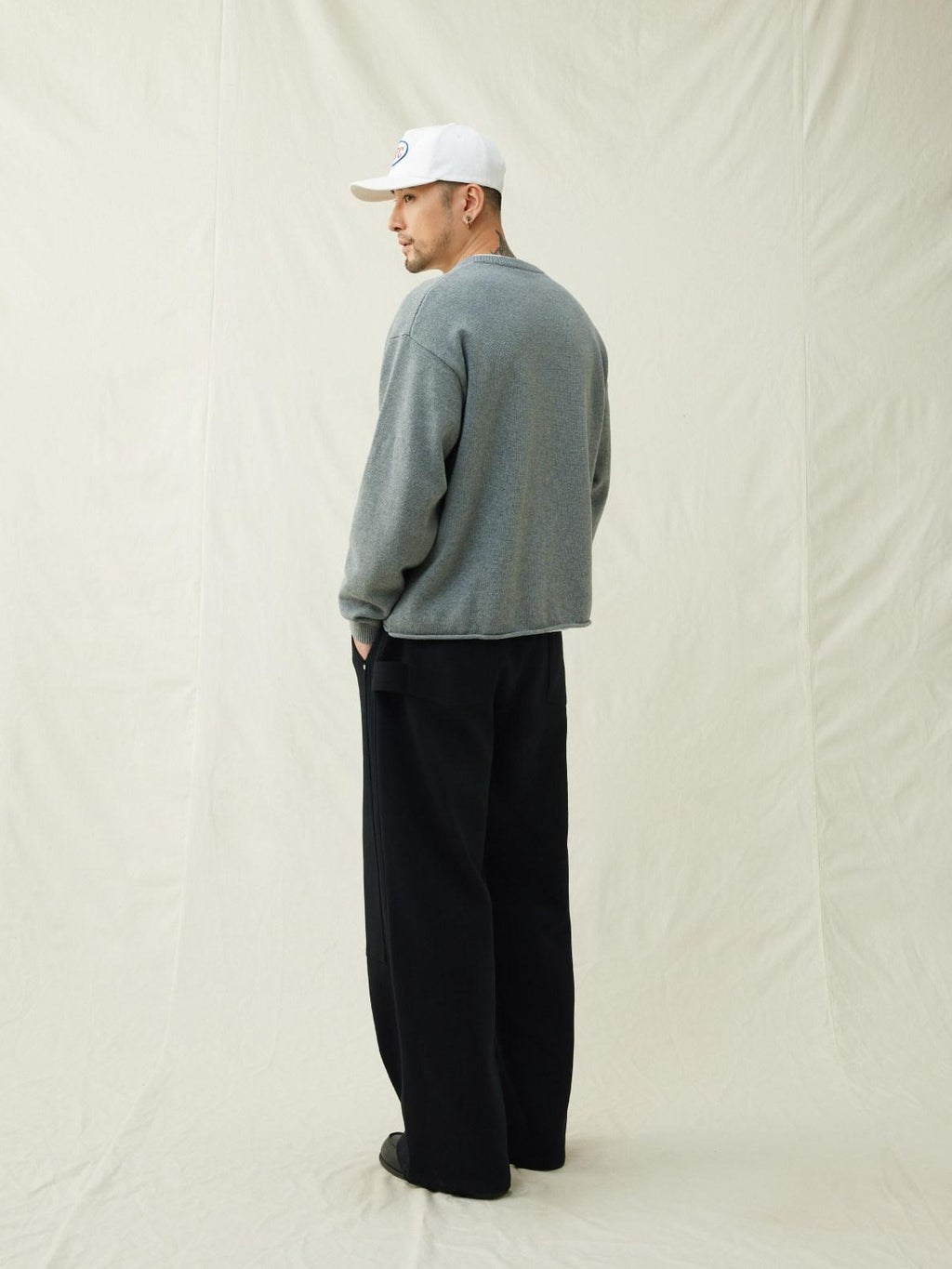 SUPERTOFU Soft Breathable Cotton Button Henley Loose Rolled Edge Unisex Sweaters
