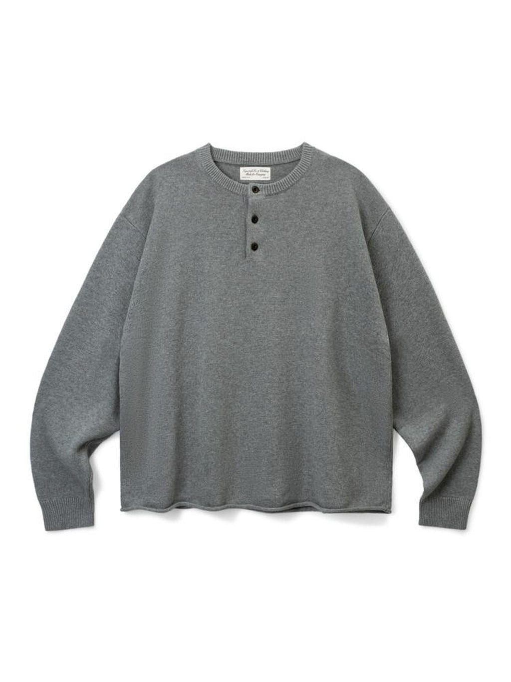 SUPERTOFU Soft Breathable Cotton Button Henley Loose Rolled Edge Unisex Sweaters