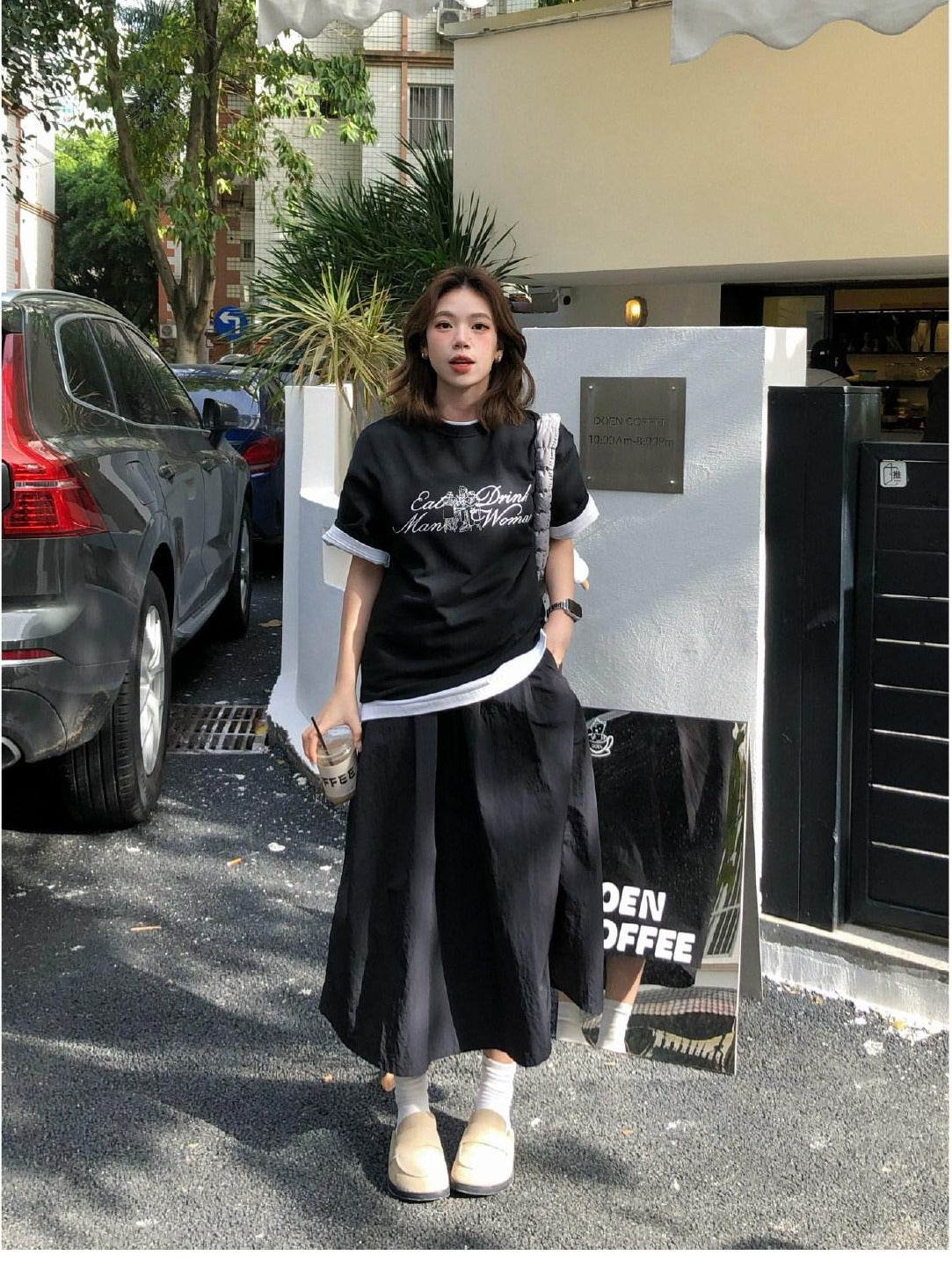 SUPERTOFU Soft Breathable Cotton Loose Retro Unisex Letter Print Short Sleeve T-Shirts