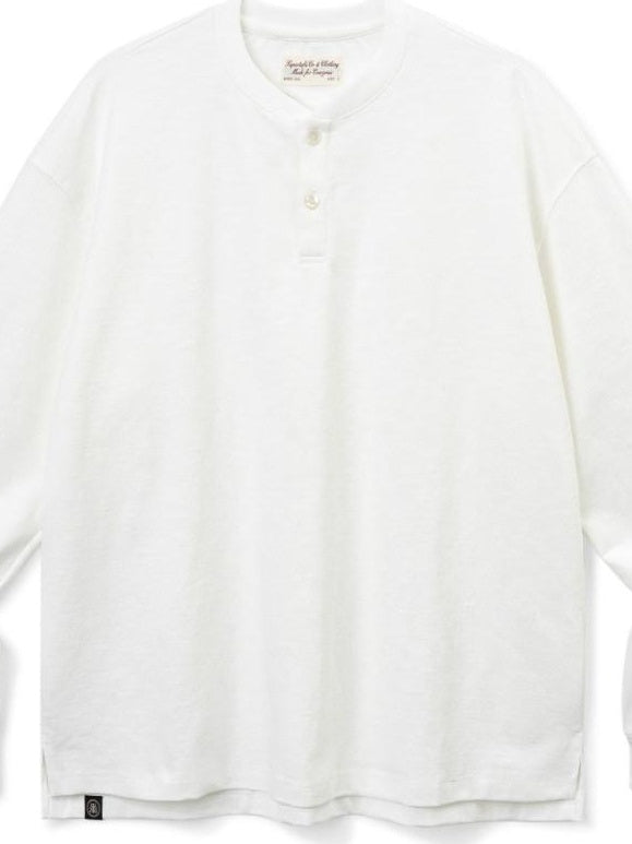 SUPERTOFU Soft Breathable Slub Cotton Henley Minimal Unisex Long Sleeve T-Shirts