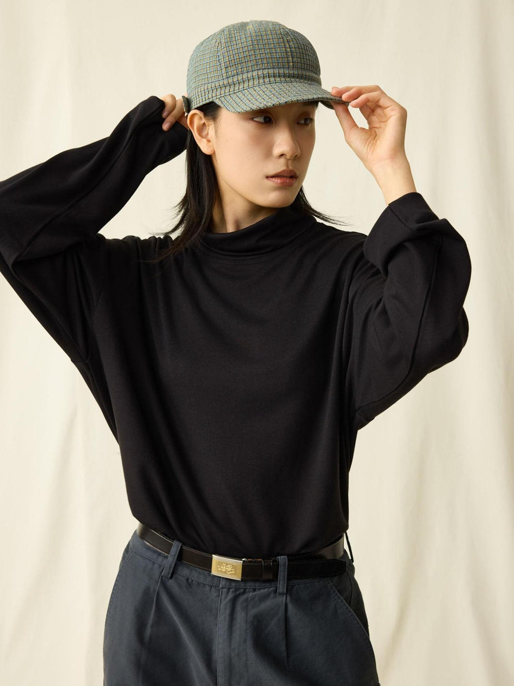 SUPERTOFU Soft Breathable Warm Minimalist High Neck Unisex Solid Color Long Sleeve T-Shirts