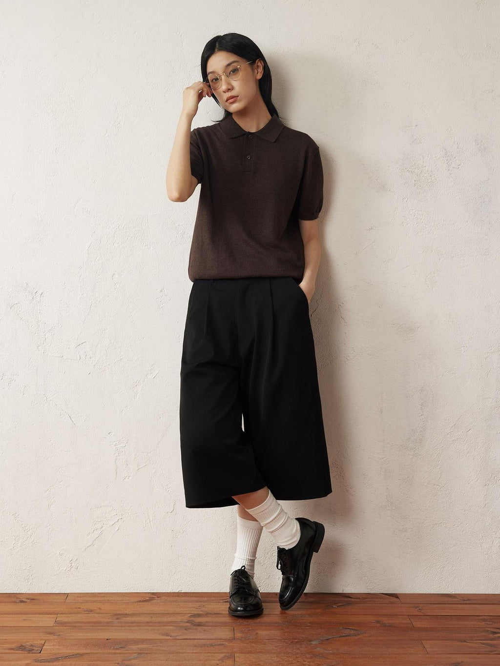 SUPERTOFU Soft Cotton Cashmere Collared Standard Fit Unisex Solid Short Sleeve T-Shirts