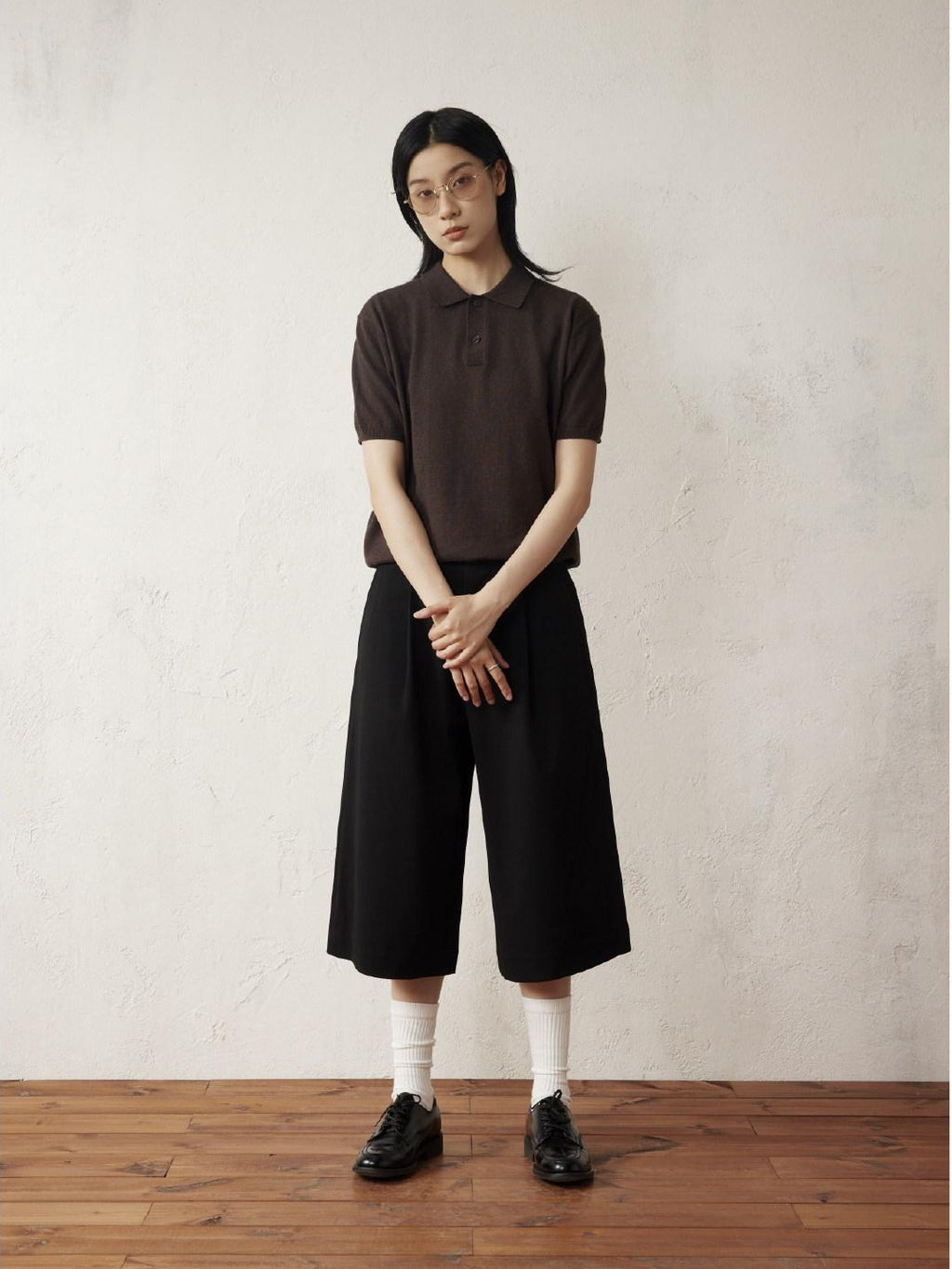 SUPERTOFU Soft Cotton Cashmere Collared Standard Fit Unisex Solid Short Sleeve T-Shirts