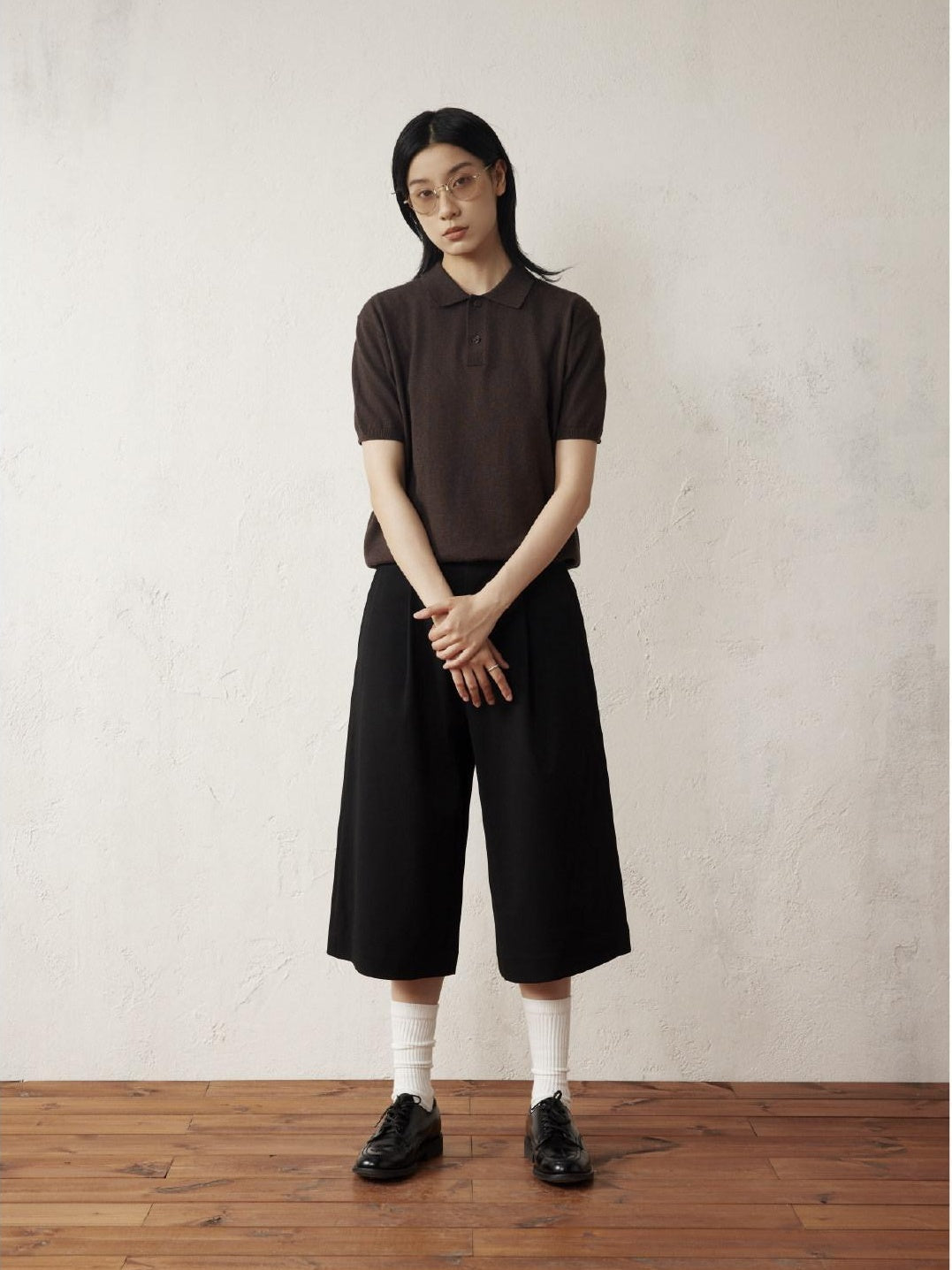 SUPERTOFU Soft Cotton Cashmere Collared Standard Fit Unisex Solid Short Sleeve T-Shirts