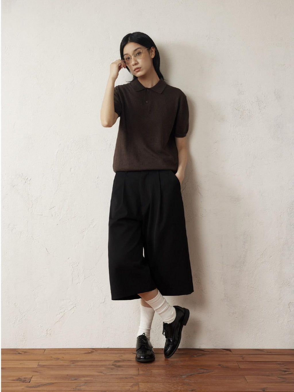 SUPERTOFU Soft Cotton Cashmere Collared Standard Fit Unisex Solid Short Sleeve T-Shirts