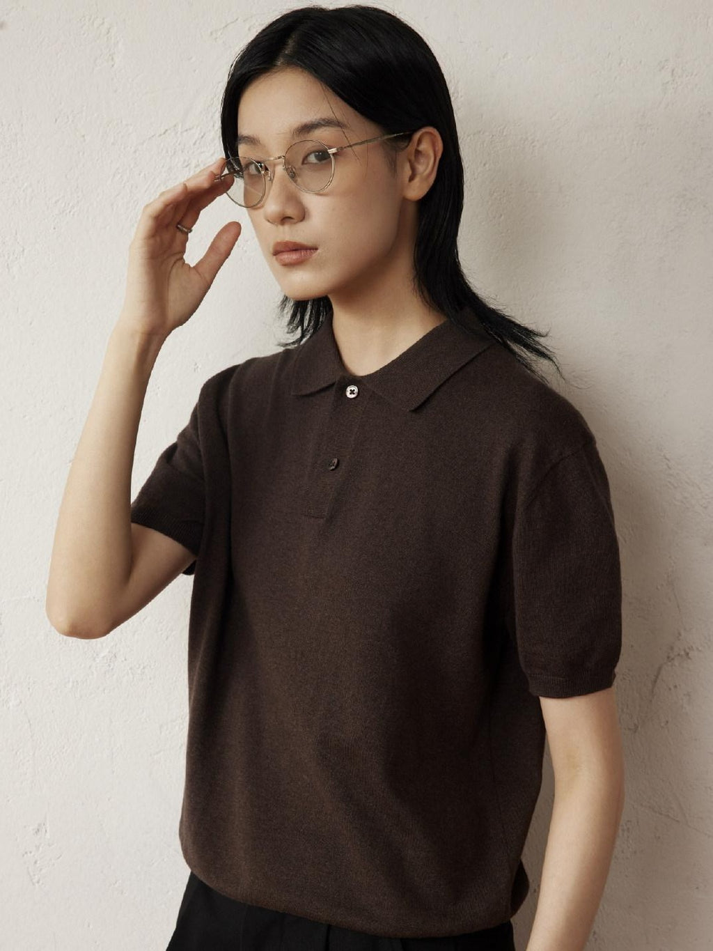 SUPERTOFU Soft Cotton Cashmere Collared Standard Fit Unisex Solid Short Sleeve T-Shirts