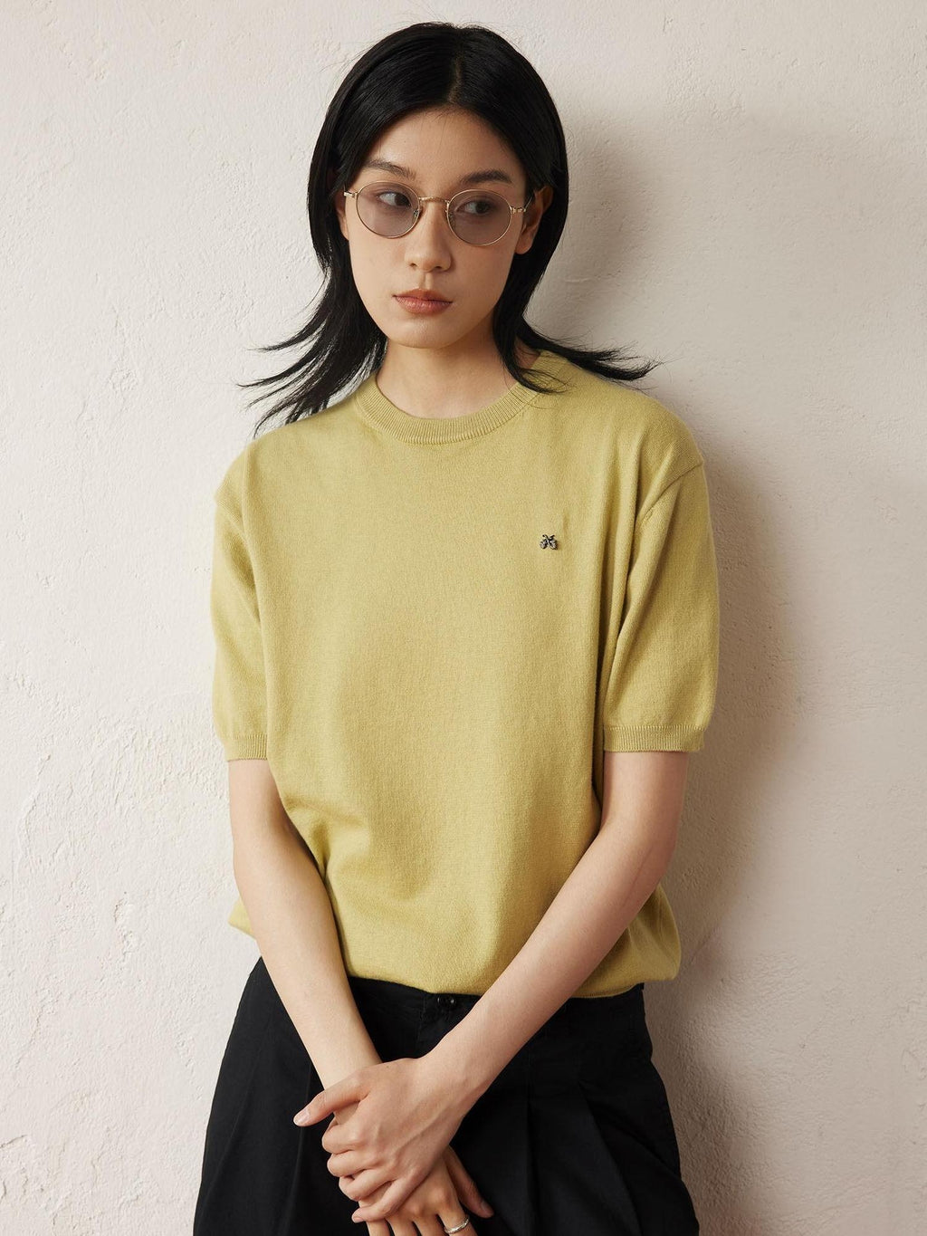 SUPERTOFU Soft Cotton Cashmere Relaxed Crewneck Unisex Minimal Logo Short Sleeve T-Shirts