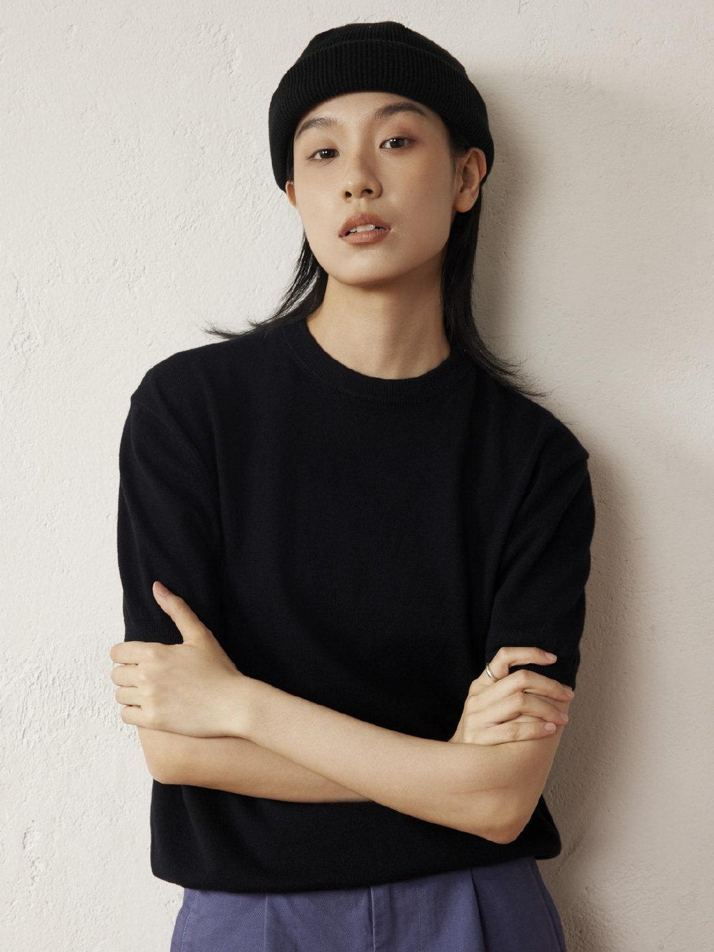 SUPERTOFU Soft Cotton Cashmere Relaxed Crewneck Unisex Minimal Logo Short Sleeve T-Shirts