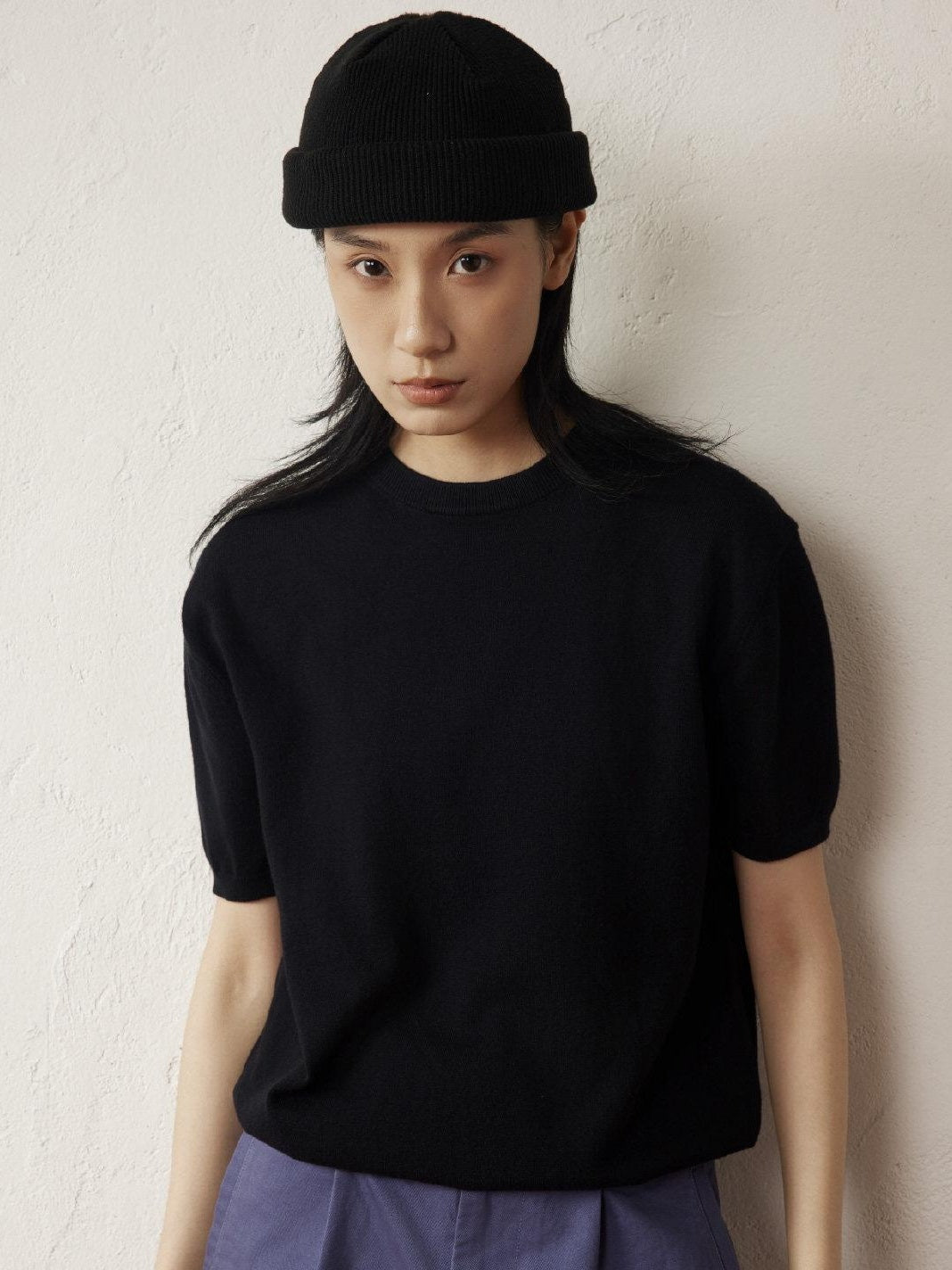 SUPERTOFU Soft Cotton Cashmere Relaxed Crewneck Unisex Minimal Logo Short Sleeve T-Shirts