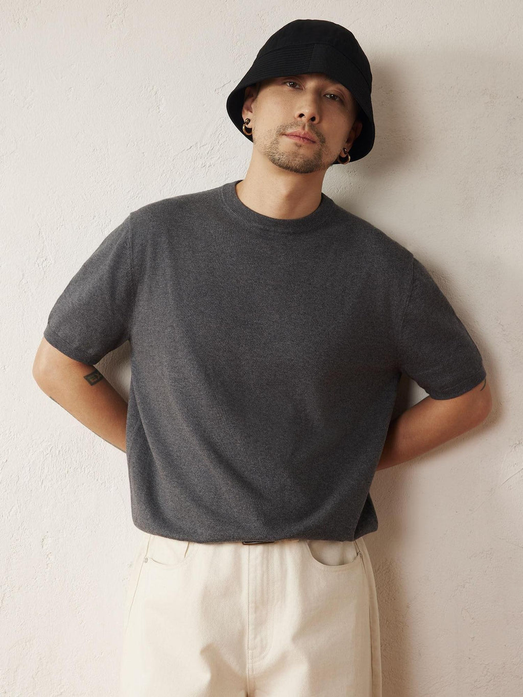 SUPERTOFU Soft Cotton Cashmere Relaxed Crewneck Unisex Minimal Logo Short Sleeve T-Shirts